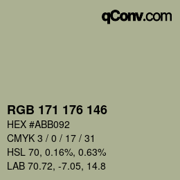 カラーコード: RGB 171 176 146 | qconv.com