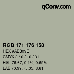 カラーコード: RGB 171 176 158 | qconv.com