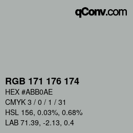 Color code: RGB 171 176 174 | qconv.com