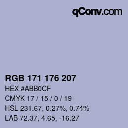 カラーコード: RGB 171 176 207 | qconv.com