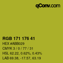 Color code: RGB 171 176 41 | qconv.com
