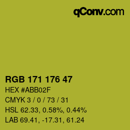 カラーコード: RGB 171 176 47 | qconv.com