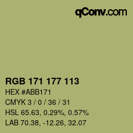 Color code: RGB 171 177 113 | qconv.com