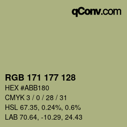 カラーコード: RGB 171 177 128 | qconv.com