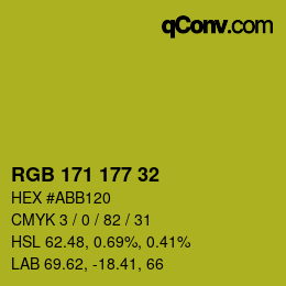 Color code: RGB 171 177 32 | qconv.com