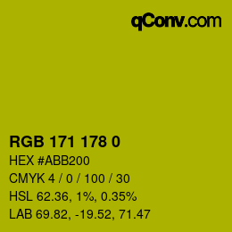 Color code: RGB 171 178 0 | qconv.com