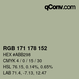 Código de color: RGB 171 178 152 | qconv.com