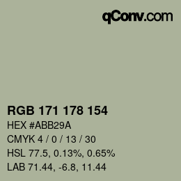 Código de color: RGB 171 178 154 | qconv.com