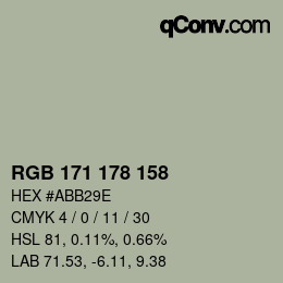 颜色代码: RGB 171 178 158 | qconv.com
