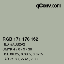 カラーコード: RGB 171 178 162 | qconv.com