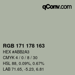 Color code: RGB 171 178 163 | qconv.com