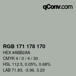 カラーコード: RGB 171 178 170 | qconv.com