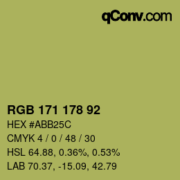 カラーコード: RGB 171 178 92 | qconv.com