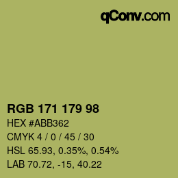 颜色代码: RGB 171 179 98 | qconv.com