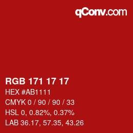 Color code: RGB 171 17 17 | qconv.com
