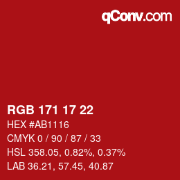 Farbcode: RGB 171 17 22 | qconv.com