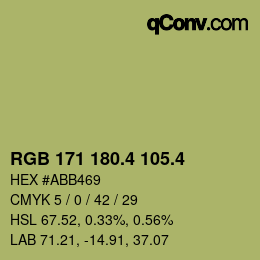 カラーコード: RGB 171 180.4 105.4 | qconv.com