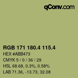 カラーコード: RGB 171 180.4 115.4 | qconv.com