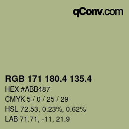 カラーコード: RGB 171 180.4 135.4 | qconv.com