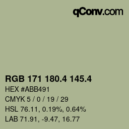 カラーコード: RGB 171 180.4 145.4 | qconv.com