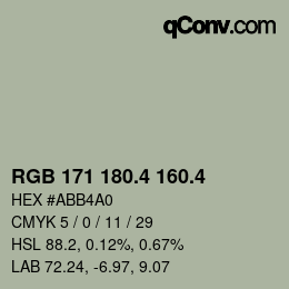 カラーコード: RGB 171 180.4 160.4 | qconv.com