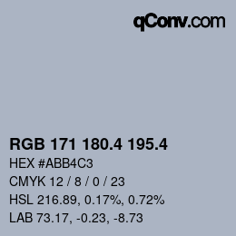 カラーコード: RGB 171 180.4 195.4 | qconv.com