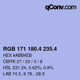 カラーコード: RGB 171 180.4 235.4 | qconv.com