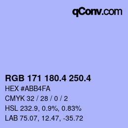 カラーコード: RGB 171 180.4 250.4 | qconv.com