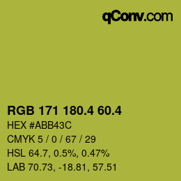 カラーコード: RGB 171 180.4 60.4 | qconv.com