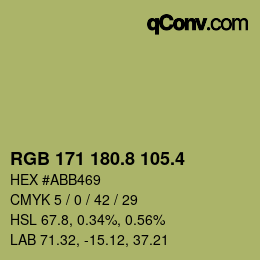 カラーコード: RGB 171 180.8 105.4 | qconv.com
