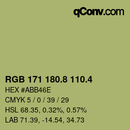 カラーコード: RGB 171 180.8 110.4 | qconv.com