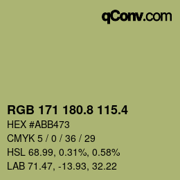 カラーコード: RGB 171 180.8 115.4 | qconv.com