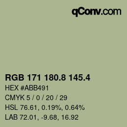 カラーコード: RGB 171 180.8 145.4 | qconv.com