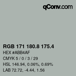 カラーコード: RGB 171 180.8 175.4 | qconv.com