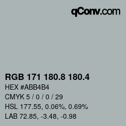 カラーコード: RGB 171 180.8 180.4 | qconv.com