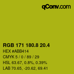 カラーコード: RGB 171 180.8 20.4 | qconv.com