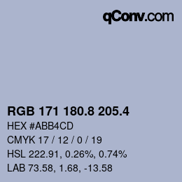 カラーコード: RGB 171 180.8 205.4 | qconv.com
