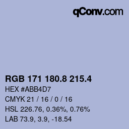 カラーコード: RGB 171 180.8 215.4 | qconv.com