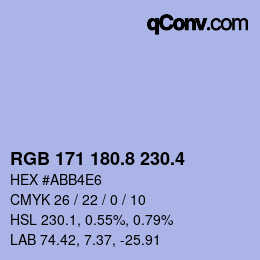 カラーコード: RGB 171 180.8 230.4 | qconv.com