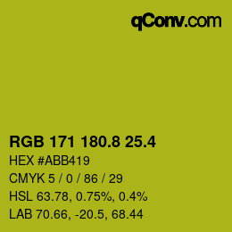 カラーコード: RGB 171 180.8 25.4 | qconv.com