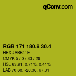 カラーコード: RGB 171 180.8 30.4 | qconv.com