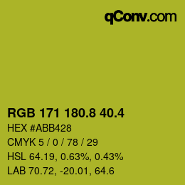 カラーコード: RGB 171 180.8 40.4 | qconv.com
