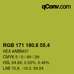 カラーコード: RGB 171 180.8 55.4 | qconv.com