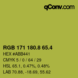 カラーコード: RGB 171 180.8 65.4 | qconv.com