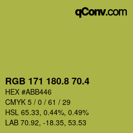 カラーコード: RGB 171 180.8 70.4 | qconv.com