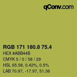 カラーコード: RGB 171 180.8 75.4 | qconv.com