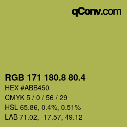 カラーコード: RGB 171 180.8 80.4 | qconv.com