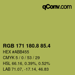 カラーコード: RGB 171 180.8 85.4 | qconv.com