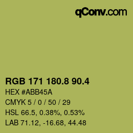 カラーコード: RGB 171 180.8 90.4 | qconv.com