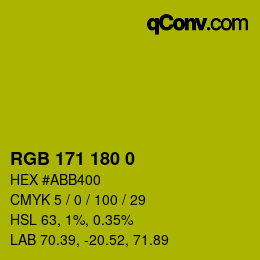 Color code: RGB 171 180 0 | qconv.com